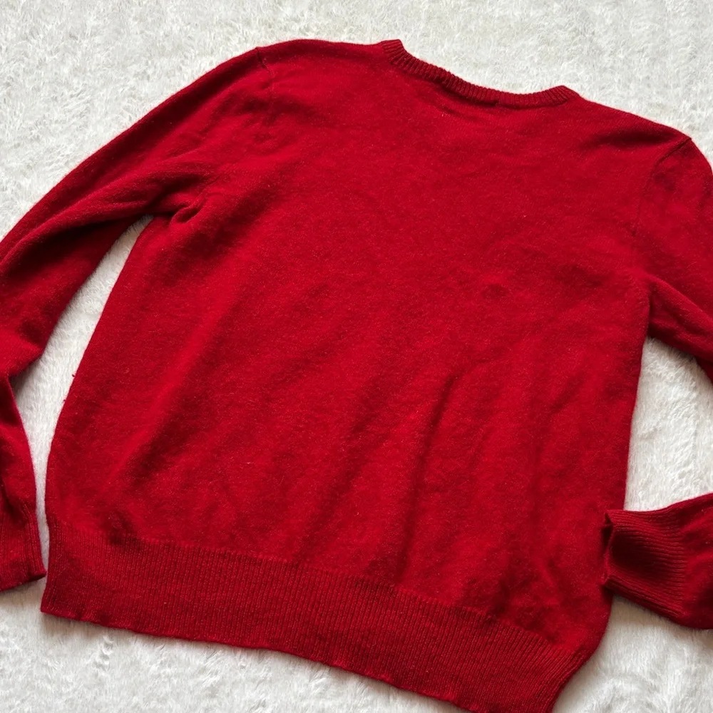 RL Polo Vibrant 100% Lambs Wool Classic Red V-Neck Sweater with Navy Polo horse - Picture 9 of 9